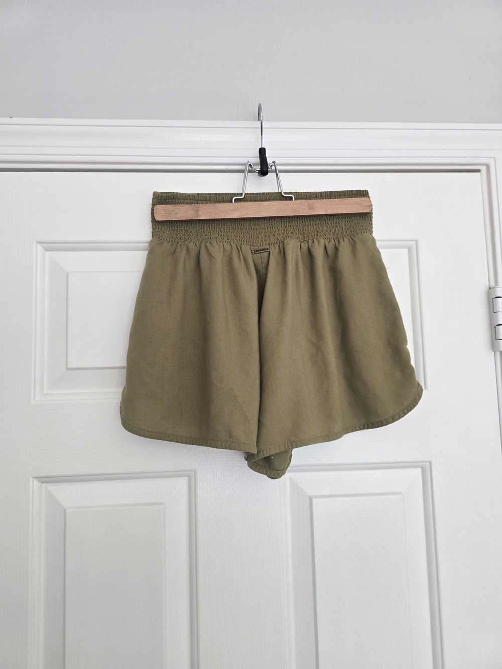 prAna Olive Green Smocked Flared Breathe Shorts XS